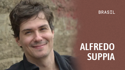 Nombre de Alfredo Suppia sobre una fotografía de su rostro