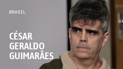 Nombre de César Geraldo Guimarães sobre una fotografía de su rostro