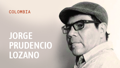 Nombre de Jorge Prudencio Lozano sobre una fotografía de su rostro