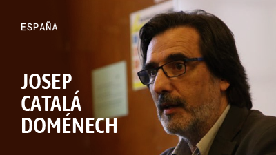 Nombre de Josep Catalá Doménech sobre una fotografía de su rostro