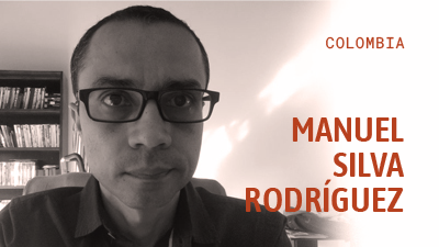 Nombre de Manuel Silva Rodríguez sobre una fotografía de su rostro