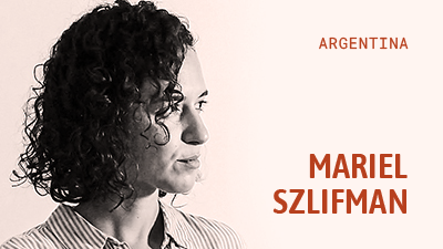 Nombre de Mariel Szlifman sobre una fotografía de su rostro