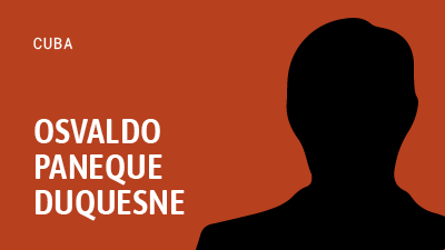 Nombre de Osvaldo Paneque Duquesne sobre una silueta de un hombre
