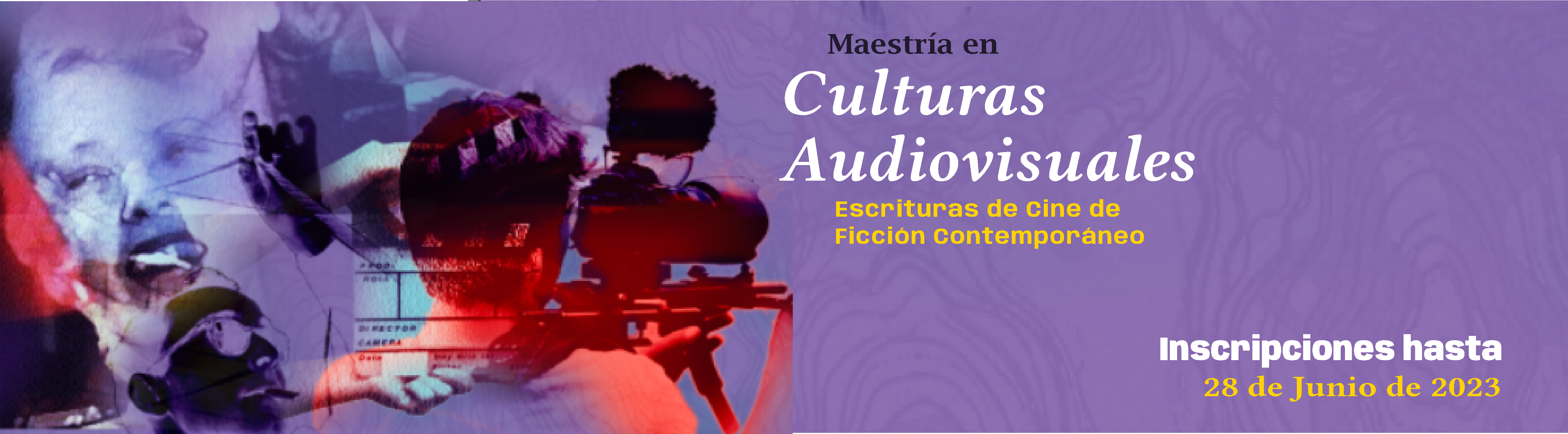 Banner promocional de la Maestría en Culturas Audiovisuales de la Universidad del Valle de Colombia