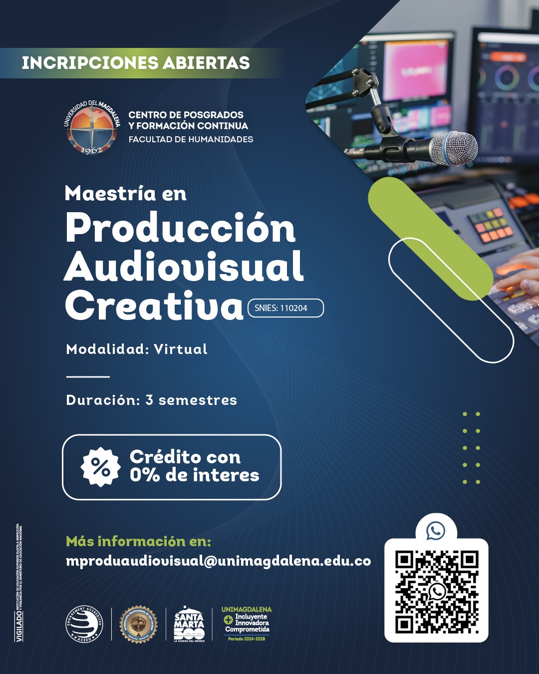 Post de la Universidad del Magdalena de la Maestría de Producción Audiovisual Creativa